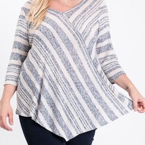 Plus Size Intermingled Stripe Knit Tunic